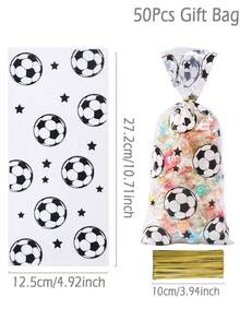 100pcs Football Pattern Gift Bags, Football Theme Packaging Bags, Baby Shower Party Decorations, Gender Reveal Party Supplies, Gift Wrapping Bags, Football Theme Birthday Decorations, Storage Bags, 1st Birthday Party Supplies, Gift Wrapping Bags, Party Favors, Baby Boy Party Supplies, Sports Event Party Supplies - Football - View 10