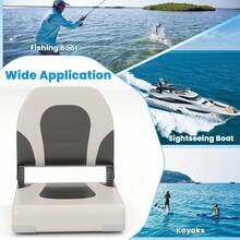 COSTWAY 2-Pack Upholstered Folding Captain Boat Chair With Padded Seat And Back, Grey - Grey - View 7