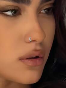 1pc S925 Sterling Silver Nose Ring, Luxury Zirconia Nose/Ear Ring, Party Jewelry Gift For Women, High-End Jewelry - Single - View 3