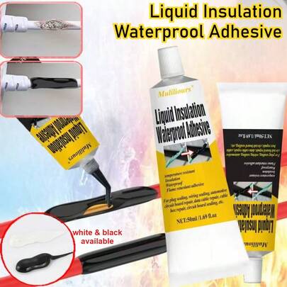 muliliours Liquid Electrical Tape - White And Black Insulating Adhesive For Cable Repair, Waterproof,Flame Retardant Heat Resistant, Suitable For Wood, Plastic, And Metal Surfaces