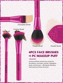 12pcs Makeup Brush Set | Includes All Essential Professional Face & Eye Makeup Brushes | Made With Vegan-Friendly Synthetic Fibers And ABS Handles | Portable Travel Makeup Brush Kit | Perfect Gift For Christmas, Birthday, Valentine's Day | Cute & Fashionable Gift Box Suitable For Her, Girlfriends And Makeup Enthusiasts - 粉色 - 查看 5