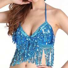 1pc Handmade Sequin Fringe Belly Dance Costume Set, Including Sequin Skirt, Suitable For Carnival, Singer Performance, Nightclub, Festival Party, Beach, Bohemian Retro Style And Other Occasions - Multicolor - View 18