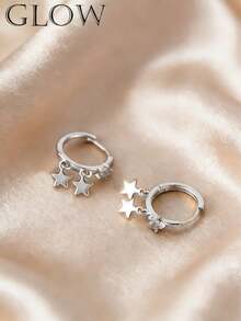 一对奢华可爱的铜质素面星形耳环，适合年轻女孩日常及节日佩戴。 - 星星 - 查看 11