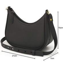 Women's Half-Moon Shoulder Bag Set (Crossbody) + Waterproof Rubberized Wallet - Black - View 5