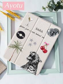 Ayotu 1pc Leopards And Coconut Trees Tablet Case & Kindle E-Book Case Compatible With 10th Generation, 11/Air 4th/Air 7th/9.7 Inches, Compatible With Samsung Galaxy Tab A9 Plus, Kindle (11th Generation-2024 Release)(6 Inch), Kindle Paperwhite 12th Gen 2024, Great Holiday Gift, Stylish And Simple Pattern. - Multicolor - View 2