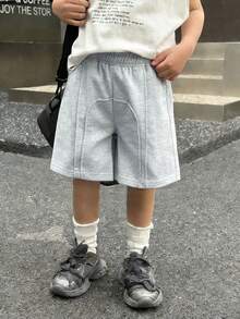 1pc Tween Boys Summer Outdoor Sports Casual Versatile Fitness Basketball Running Straight Leg Shorts - Light Grey - View 3