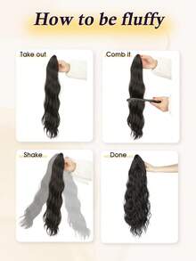 Ponytail Extension Claw Clip Ponytail Extension For Women 20 Inch Long Wavy Ponytail Extensions Synthetic Ponytail Hairpiece Natural Soft Daily Use - Multicolor - View 6