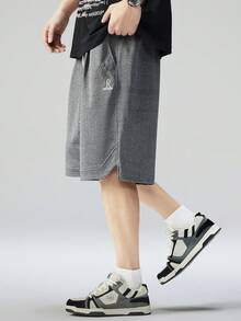 Herren Große Größen Lose, atmungsaktive und schnelltrocknende Basketball Shorts, schlankende amerikanische Passform - Grau - Übersicht 4