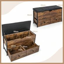 COSTWAY Storage Ottoman Bench With Padded Seat Cushion And 2 Drawers, Brown - Brown - View 6