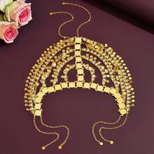 Eid Festival Accessories, Shiny Gold Forehead Chain Headpiece, Arabic Women Wedding Dress Jewelry - Gold - View 13