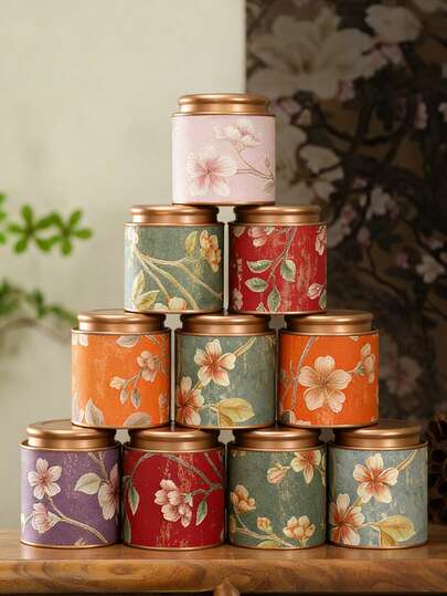 وعاء محكم الإغلاق مطبوع بنقش أنيق مع غطاء قاعدة مطلي بالقصدير، وعاء تخزين محكم للشاي والقهوة، حاوية طعام محكمة للسكر والمكسرات، علبة تخزين ديكورية لتنظيم مطبخ الرف