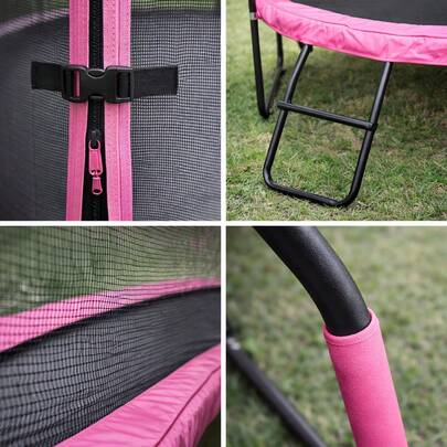 ¡RecomendadoTrampolin Brincolin Calabaza 10 Pies Escalera Grande 3.04m Lona De Salto Negro Cobertor De Resortes Rosa Claro¡Top de Temporada