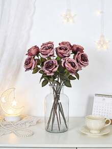 Bó hoa hồng nhân tạo 3/120 bông, hoa hồng lụa satin, thích hợp trang trí mùa xuân/thu, ngày Valentine, quà cưới, quà sinh nhật, vật dụng cần thiết cho lễ hội, trang trí phòng ngủ, phòng khách, nhà cửa, bàn ăn, ban công, bệ cửa sổ, quà tặng ngày Valentine. - Màu đỏ hồng đậm - Xem 5