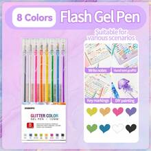 8/12/18/24/36/48 Cores Caneta Gel Flash, Caneta Brilhante de Alta Luminosidade, Caneta Especial para Anotações Fluorescentes, Marcador de Chave, Pincel de Pintura, Caneta Colorida - Multicolorido - Visão 14