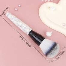 Bling Rhinestone Handle Makeup Brush, Soft Synthetic Bristle Large Powder Brush For Face Blush, Bronzer, Loose Powder - Brush - View 9