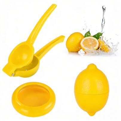 Lemon Family Set Manual Juicer & Sealed Storage Containers - Universal Squeezer For Lemon Orange Citrus Fruits