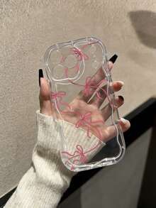 Cream Textured Wavy Edge Glossy Bowknot Painted Anti-Drop Phone Case Compatible With IPhone 17pro/17Air /17/17promax16/11/16pro/16plus/16promax/16e/15Promax/13/14/12/XS/XR/7G/8P, Compatible With Samsung Galaxy 11/12Pro/12/12X/13Pro/14Pro/15Pro/, Compatible With 10/9/Note9/12c/Note11pro/Note8Pro - Multicolor - View 4