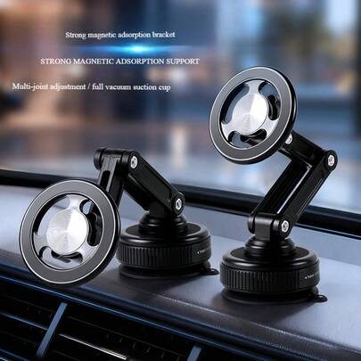 2026新款可调节车载手机支架，加长角度可折叠磁吸式车载手机支架，通用仪表盘出风口安装，360°旋转机械吸盘，兼容、安卓手机及导航设备，情人节礼物
