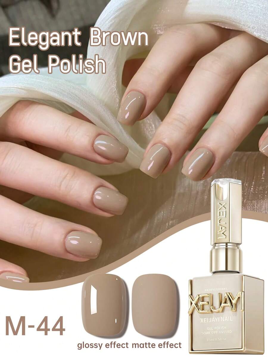 Sơn móng tay dạng gel màu nâu, bán vĩnh cửu, 15ml, có thể tẩy bằng dung dịch UV LED, tự làm tại nhà, thích hợp cho mùa đông.