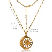 1 件复古 304 不锈钢吊坠项链，配有毛衣链，采用别致设计，尽显精致优雅。 - 金色 - 查看 8