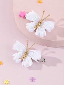 Bộ 2 kẹp tóc hình bướm lưới cho bé gái, phụ kiện trang trí hàng ngày. - trắng - Xem 6