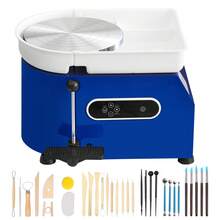 Pottery Wheel 450W For Adults And Beginners 11in Clay Wheel Machine  Adjustable 60-300RPM Speed Handle And Pedal ABS Detachable Basin Accessory Kit For Craft DIY LCD Touch Screen, Blue - 藍色 - 查看 8