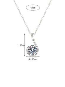 1pc Luxury 925 Sterling Silver 1 Carat 6.5mm Moissanite Note Pendant Necklace, Suitable For Women's Daily Wear, Party, Holiday, Valentine's Day, Mother's Day, Birthday, Wedding Bride Jewelry Gift - XL0003M - View 3