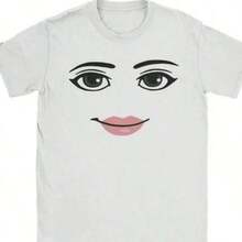 High Quality Novelty Robloxs Woman Face Game Meme Graphic T Shirts Men Women Fashion Short Sleeve T-Shirts Unisex Tops - 白色 - 查看 1