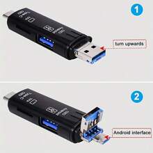 Type-C Android 5-In-1 Card Reader USB2.0 OTG SD/TF Memory Card Universal Reader - Black - View 6