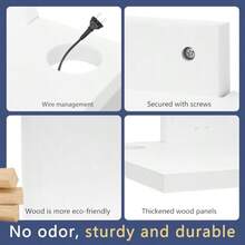 Floating Projector Wall Mount TV ShelfWooden Wall Mounted Under TV Floating Shelf For Projector  DVD Player Game Console Cable Box 1Tier White - White - View 5