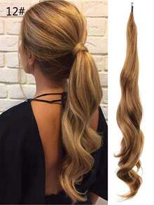 32-Inch Brown Magic Wand Ponytail With Blonde Highlights, Flexible And Entwined Ponytail Extensions, Long Wavy Ponytail Extensions, Synthetic Wigs, Suitable For Ladies And Girls - Multicolor - View 19