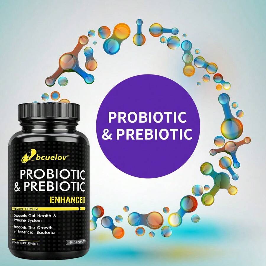 Bcuelov Probiotic & Prebiotic Capsules - Support Digestive & Immune Health - 120 Capsules - 1 Bottle - View 1