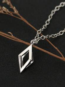 1件男士时尚复古朋克风吊坠项链，婚礼、订婚、派对珠宝礼物 - 銀色 - 查看 2