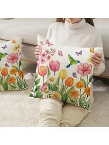 Bộ 2 vỏ gối trang trí nhà cửa mùa xuân/hè, họa tiết hoa, nhiều kích cỡ, dùng để tựa lưng, trang trí phòng khách, trang trí sofa, quà tặng ngày Valentine, vỏ gối sofa, vỏ gối ghế ô tô. - Nhiều màu - Xem 7