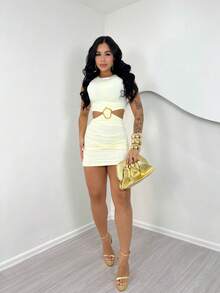 Women's Short Dress With Buckle Detail - Summer Launch - OFF - View 2