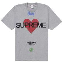 Supreme Announcing Tee | Layering  Logo T-Shirt Streetwear Unisex Short Sleeve Cotton Tee | Vintage Graphic Heart Print Shirt | Men's And Women's Luxury Urban Fashion Casual Crewneck Top In Black, White And Grey. - Màu Xám nhạt - Xem 6