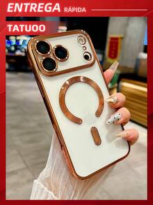 1 Piece Cell Phone Case With Camera Protection, Transparent Ultra-Thin Magnetically Attached TPU Case, Compatible With 16e/16/16Pro/16Plus/16ProMax/15ProMax/15/14/13/12/11 - 橘色 - 查看 10