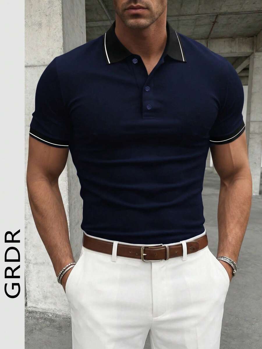 GRDR 男士休闲纯色短袖POLO衫，夏季款