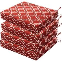 Juego de 6 cojines para sillas de exterior, resistentes al agua, cojines para sillas de patio con lazos, cojines de asiento para exteriores para muebles de patio, 17"x16"x2", azul marino - Beis - Ver 23