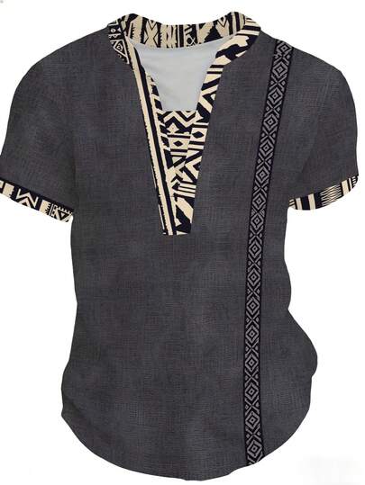 Herren Design Henley T-Shirt, klassisch-basic Outdoor-Leisure Sommer Kurzarm Henley Shirt