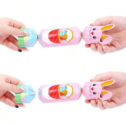 12pcs New Creative Easter Candy Box, Rabbit Shaped Wedding Favor Box, DIY Easter Party Cracker