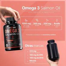 Omega 3-1280mg por Cápsula - Aceite de Salmon - EPA y DHA - 90 Cápsulas para 3 Meses - Omega-3 - Fish Oil Salmon Oil - 90 pastillas - Ver 9