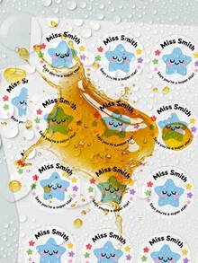 1/30/108pcs Customized Super Star Stickers, Teacher Achievement Reward Labels, Personalized Name Stickers, Smiling Face Blue Star Design, Teacher Name Prizes, Stationery And Classroom Decor, Ideal Gift For Teachers, Back To School Season, Gift Ideas, Motivational - Multicolor 2 - View 4