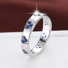 1枚简约心形立方氧化锆镶嵌时尚戒指，情人节情侣礼物 - 彩色 - 查看 33