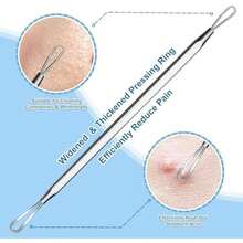 Stainless Steel Blackhead Remover, Pimple Extractor, Pimple Popper, Comedone Extractor, Surgical Grade Acne Treatment Tool, 3rd Generation Blemish Removal Kit For Face, Nose, T-Zone, 2Pcs - / - View 3