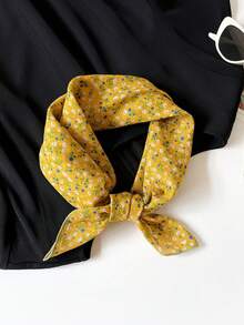 1条女士纯棉小围巾/头巾,百搭大地色系花卉香蕉印花,适合颈部、头发,夏季海滩适用 - 多色-QM58 - 查看 29