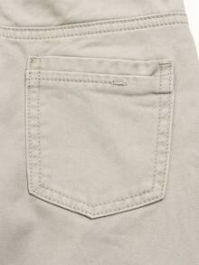 Celana Jeans Denim Gaya Jalanan Young Boy, Warna Medium Wash, Pinggang Dapat Diatur, dan Efek Lusuh. - Krem - View 8