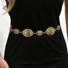 Western Concho Chain Belt For Women Adjustable Metal Waist Chain Belt For Dress Jeans - 金色 - 查看 4