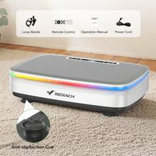 MERACH Vibration Plate Exercise Machine, Curved Vibration Plate For Lymphatic Drainage Weight Loss, Vibrating Plate With Real-Time Calorie Tracking On LED Display, Workout Equipment For Home Women Men - 美規A型插(110-127V) - 查看 12
