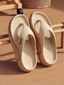 MAOLI 男女通用厚底人字拖，夏季新款字母印花时尚休闲拖鞋，适合海滩、度假、日常穿着，女士款 - 卡其色 - 查看 14